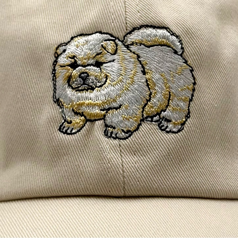 Beige Adjustable Baseball Cap Hat with Chow Chow Dog Embroidery for Men & Women - Picture 5 of 8